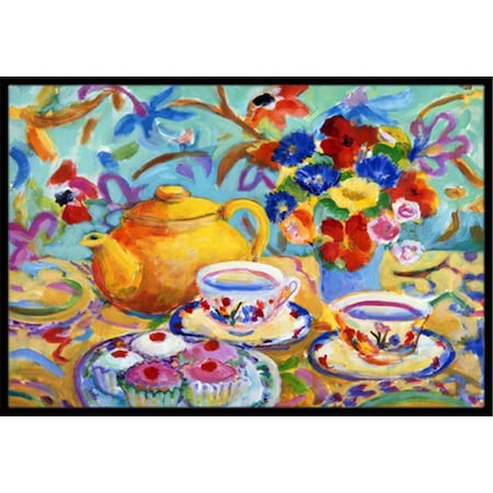 Carolines Treasures Teal Tea by Wendy Hoile Indoor or Outdoor Mat- 24 x 36 HWH0011JMAT